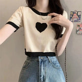 Short Blouse Top With Love Embroidery